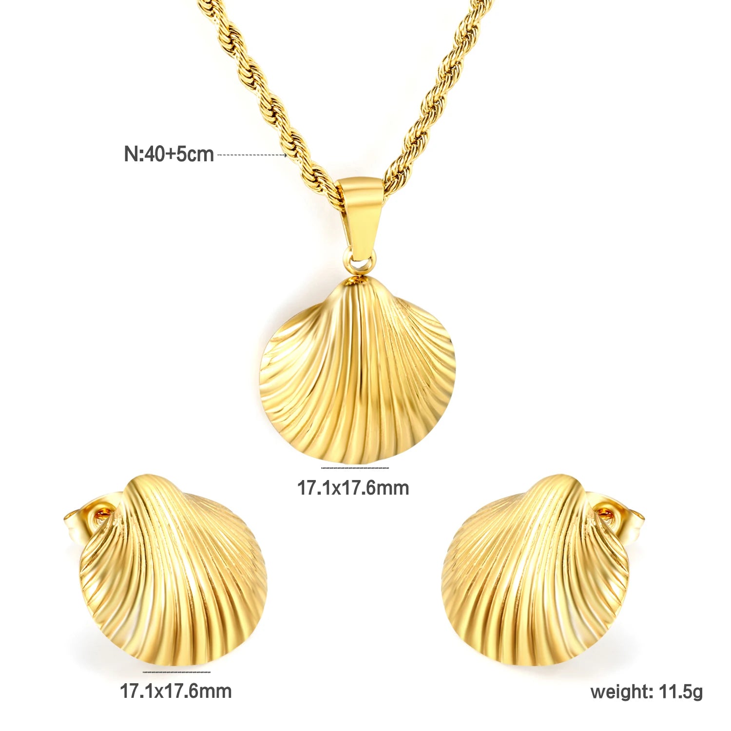 Stainless Steel Flower Clover Jewelry Set