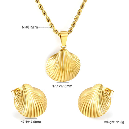 Stainless Steel Flower Clover Jewelry Set