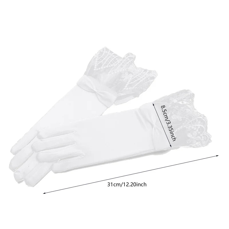 Mesh Lace Bridal Gloves Short Wrist Length