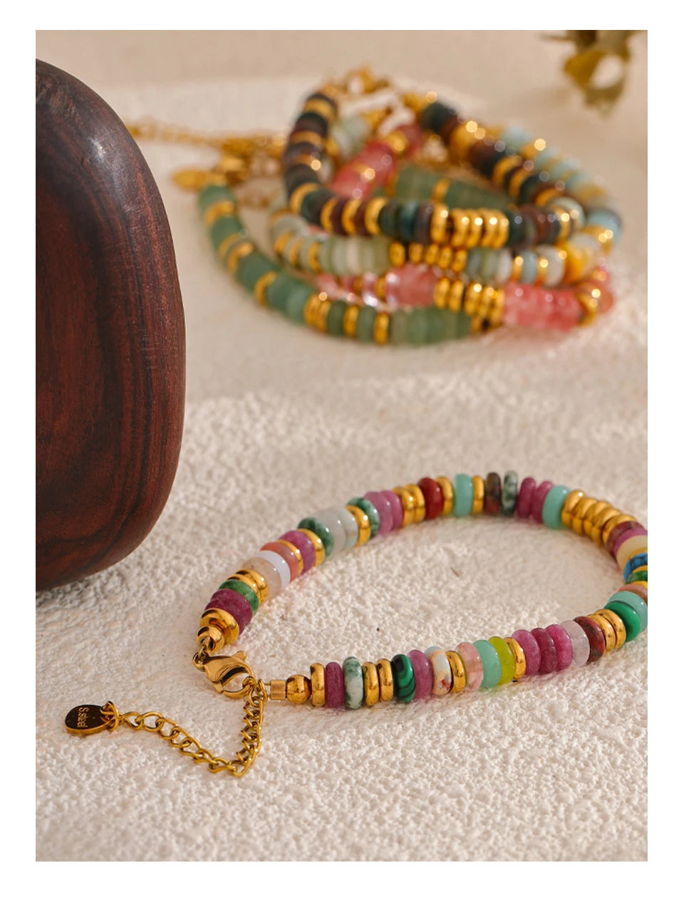 Colourful Natural Stone Beads Handmade Bracelet Bangle