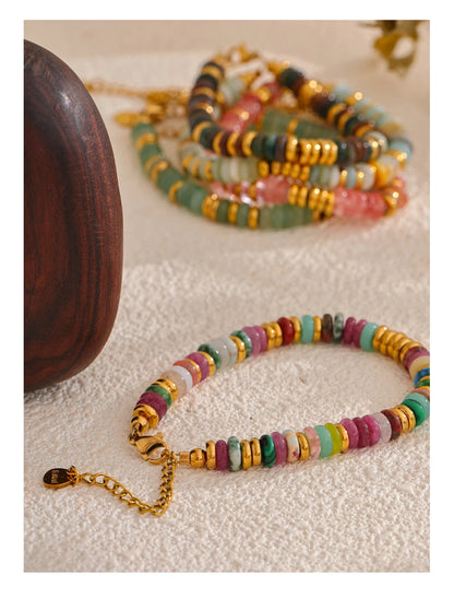 Colourful Natural Stone Beads Handmade Bracelet Bangle