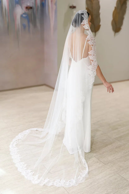 One Tier Mantilla Lace Cathedral Bridal Veil