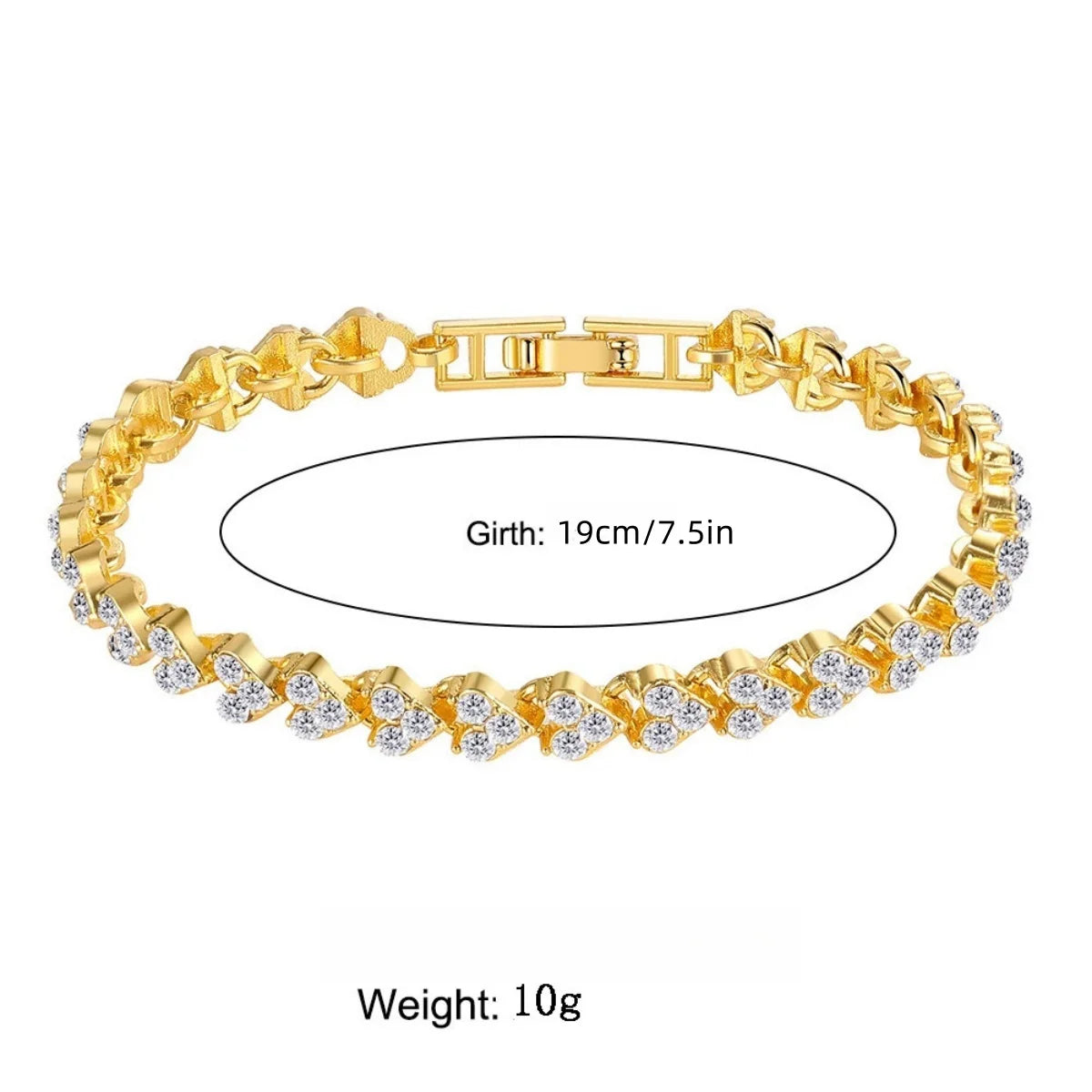 Edenista gold-tone crystal geometric chain bracelet for women with full rhinestones