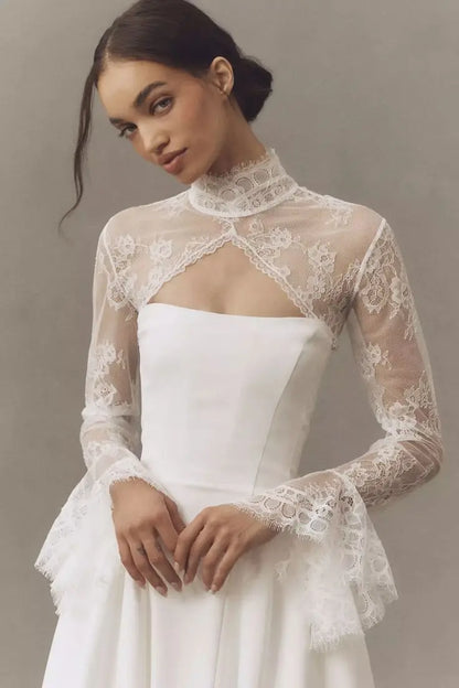 Trumpet Lace Bridal Cape High Neck Jacket