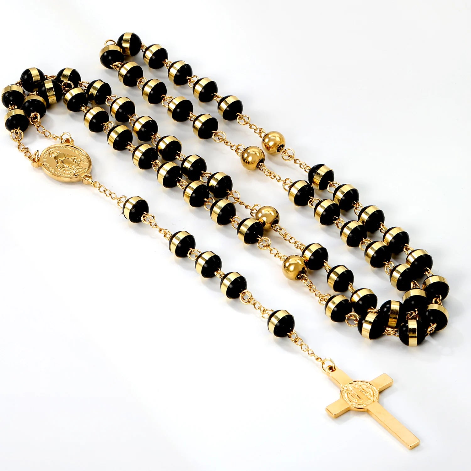 Virgin Mary Cross Pendant Stainless Steel Necklace