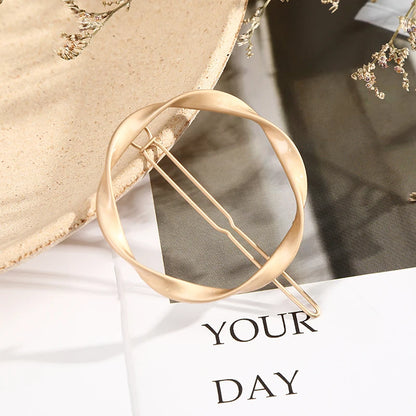 Elegant Round Crystal Metal Hair Clip Barrette – Sweet Gold Hairpin for Women & Girls