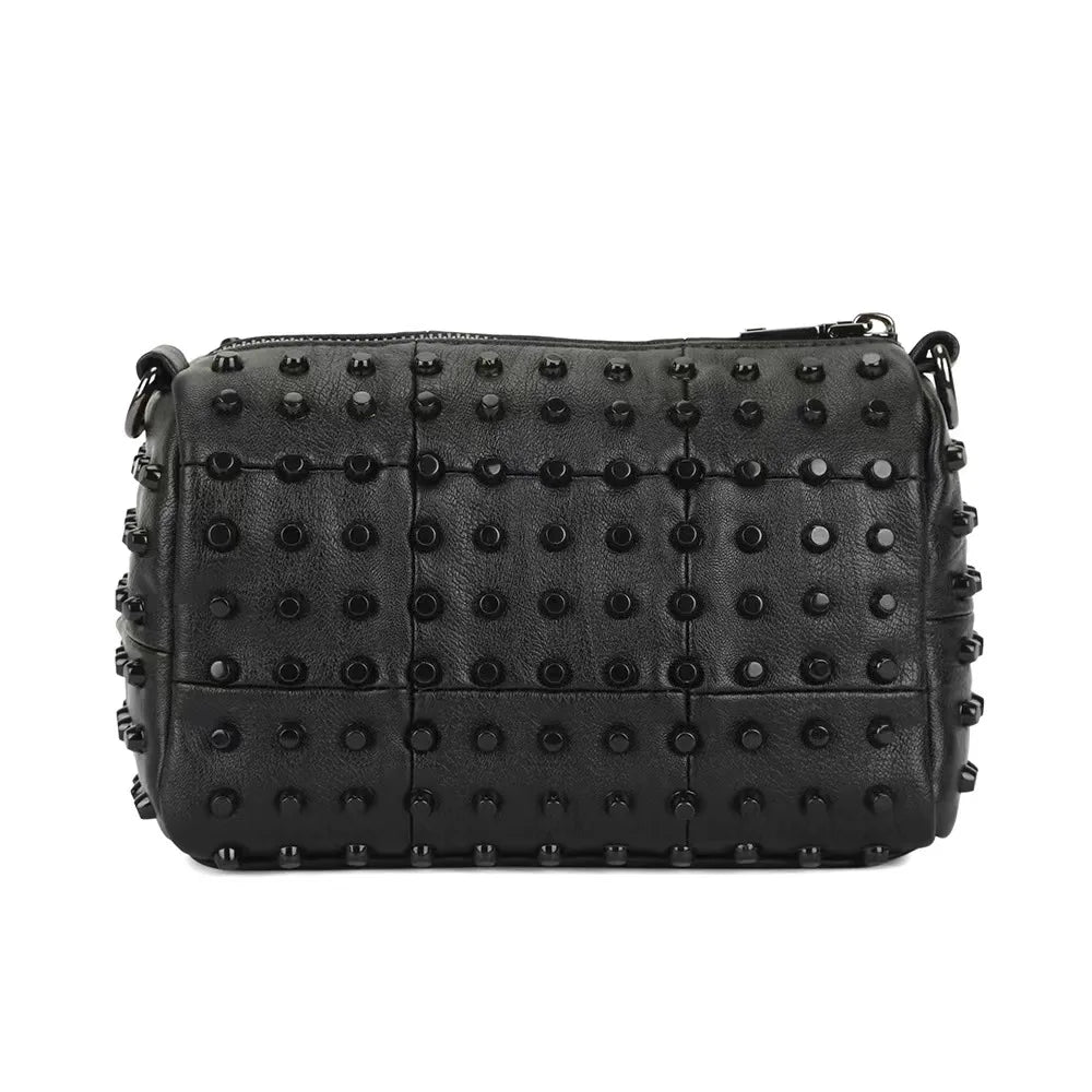Soft PU Leather Vintage Pillow Crossbody Bag for Women – Black