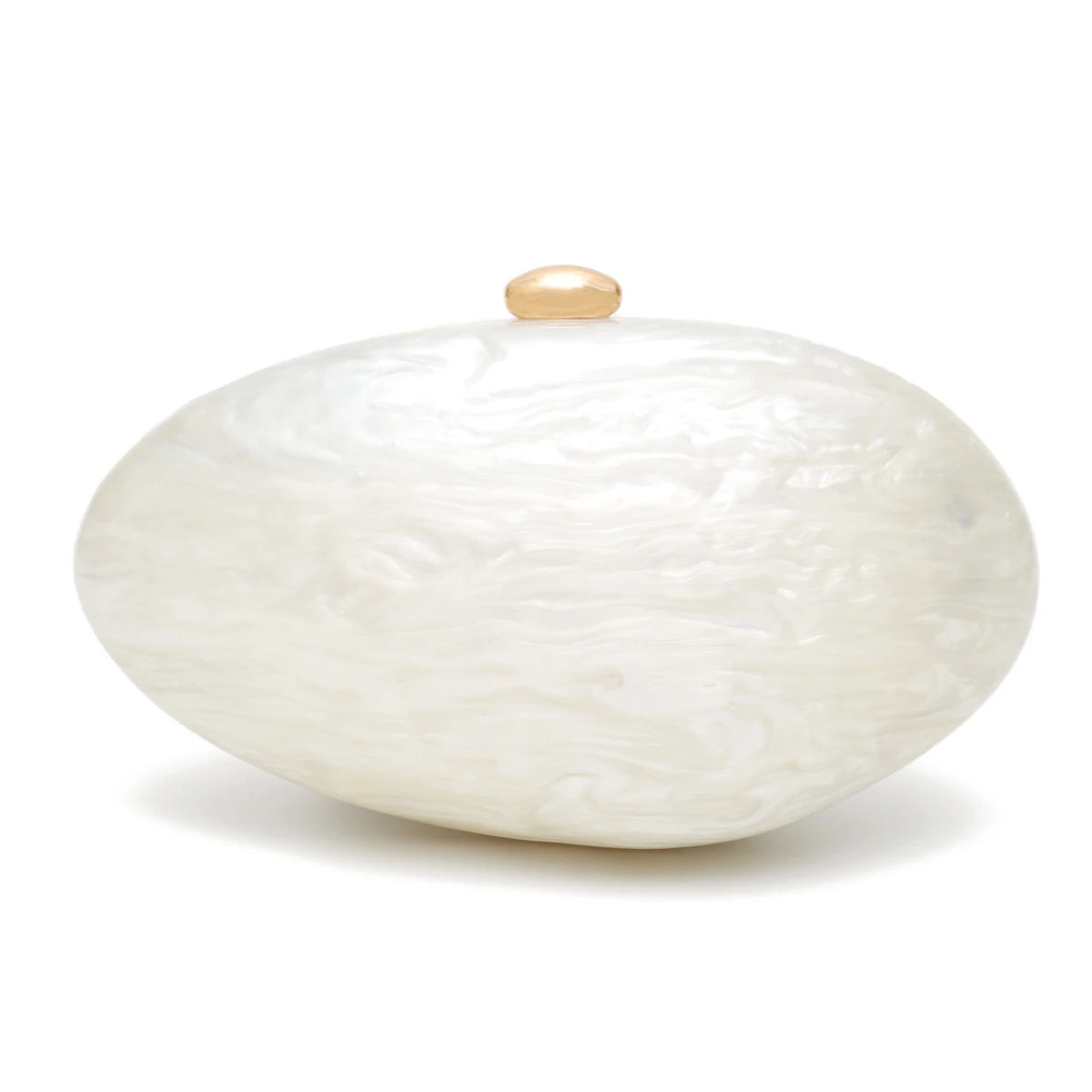 Edenista shell-shaped white acrylic clutch with gold clasp