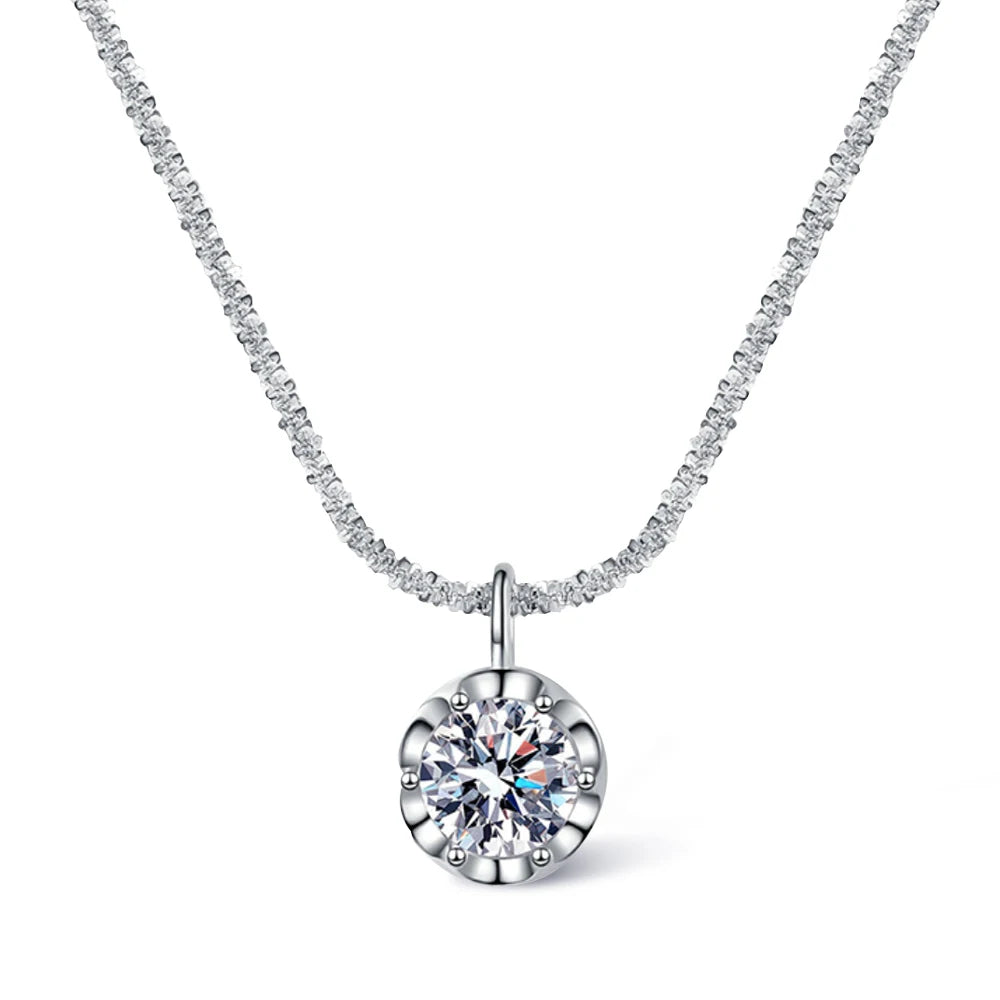Moissanite Diamond Pendant Necklace 925 Silver