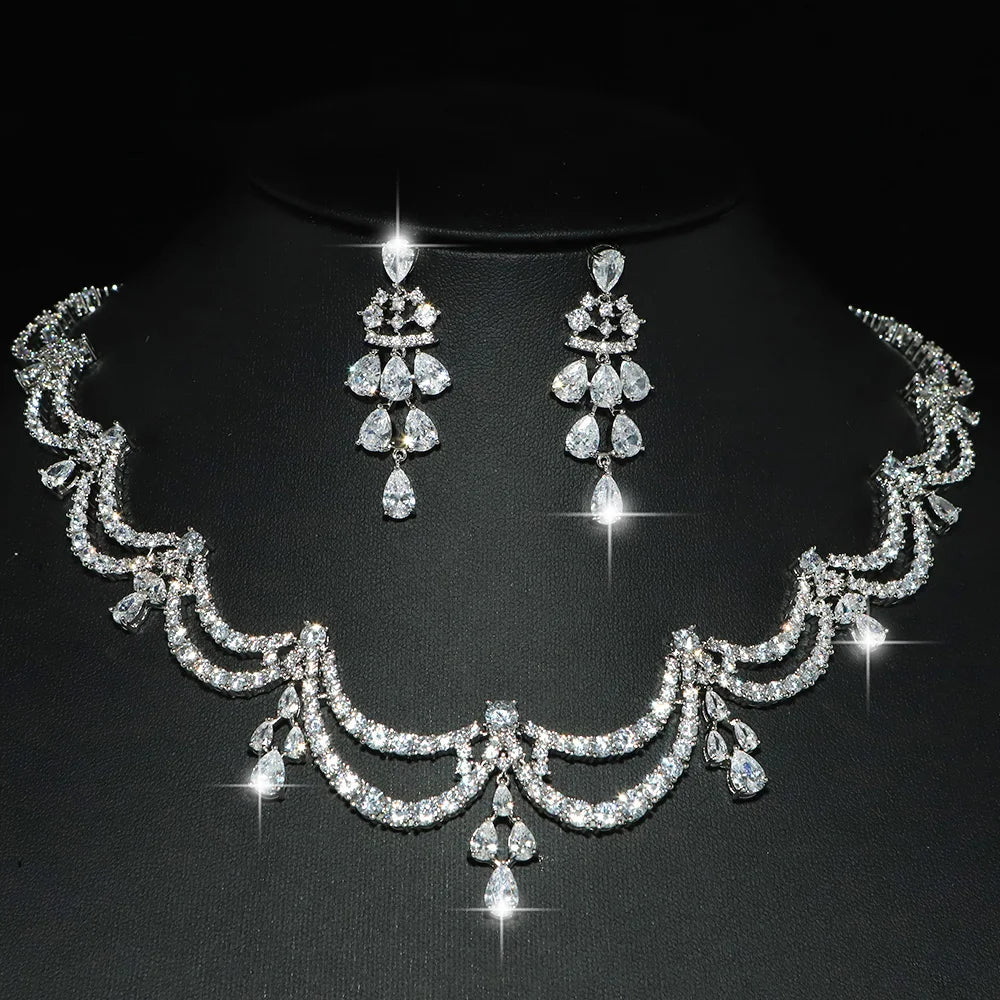 CZ Water Drop Necklace and Earrings Set