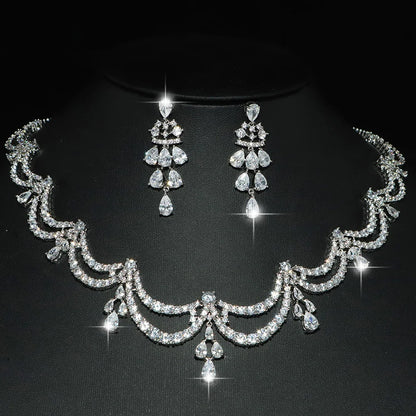 CZ Water Drop Necklace and Earrings Set