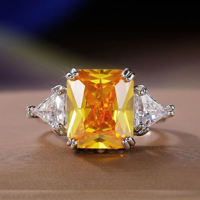 Huitan Square CZ Ring for Women