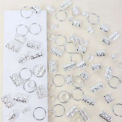 80-Piece Hollow Out Alloy Dreadlock Hair Rings – Metal Cuffs for Braids & Loc Hair