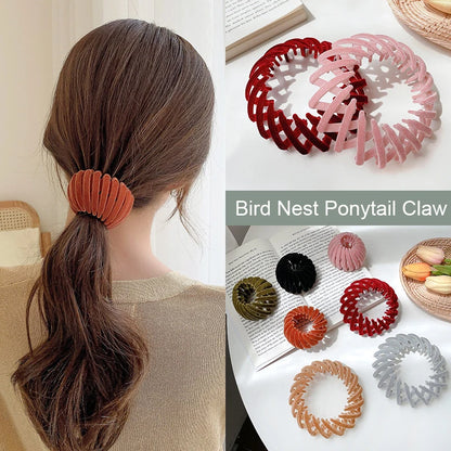 Acrylic Bun Hair Claw Clip – Bird Nest Expanding Style
