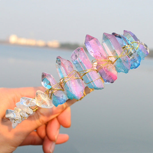 Natural Electroplated Crystal With Natural Crushed Stone Crown by edenista