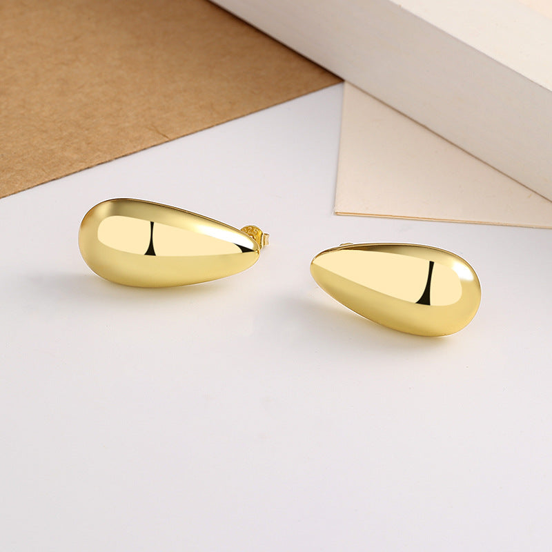 Fashion Jewelry Water Drop Glossy 16k Real Gold Plating Simple And Elegant Earrings by edenista