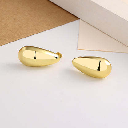 Fashion Jewelry Water Drop Glossy 16k Real Gold Plating Simple And Elegant Earrings by edenista