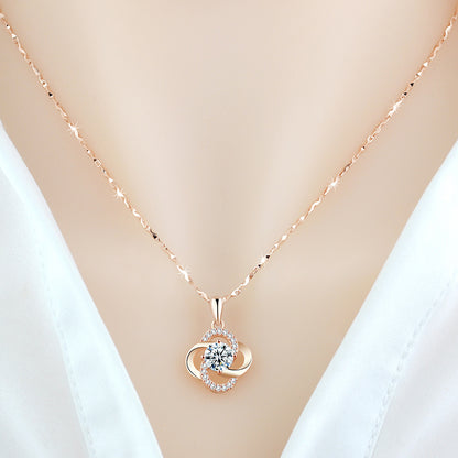 Necklace 925 Sterling Silver Plated 18k Rose Gold Necklace Female Clover Clavicle Chain For Girlfriend''s Birthday Valentine''s Day Gift by edenista
