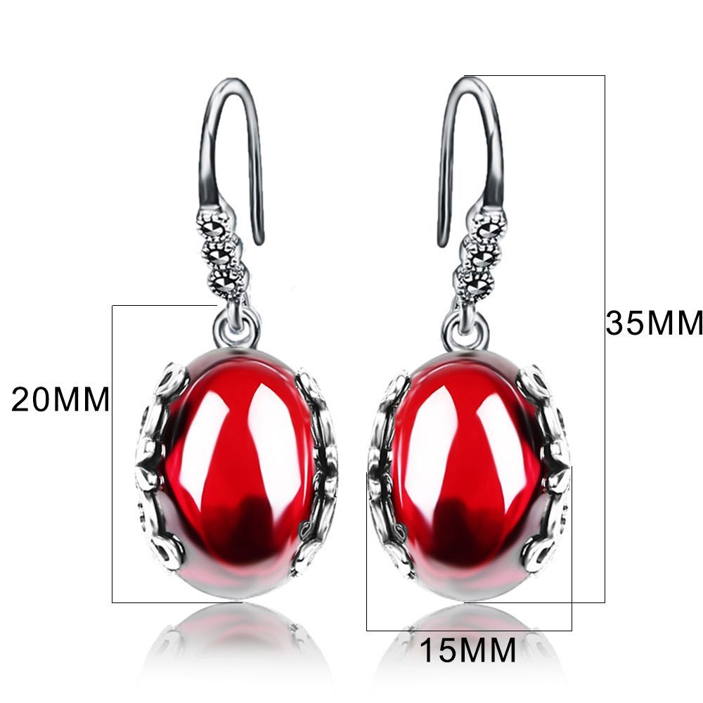 Silver Topaz Agate Gemstone Earrings Jewelry Garnet Drop Earrings by edenista