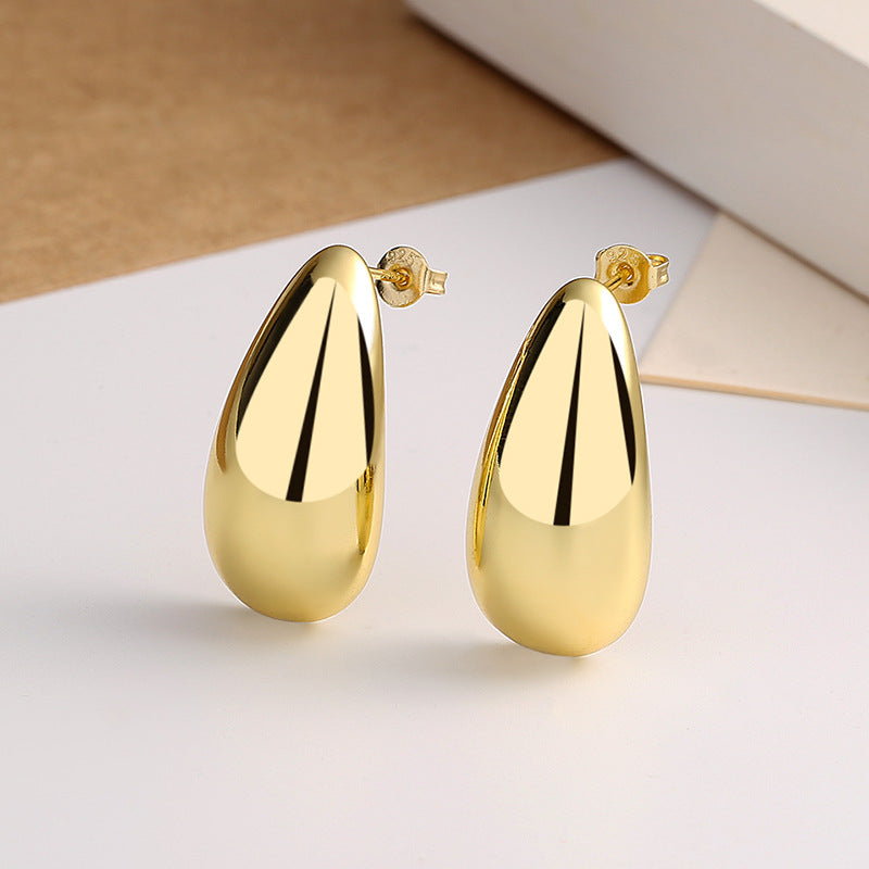 Fashion Jewelry Water Drop Glossy 16k Real Gold Plating Simple And Elegant Earrings by edenista