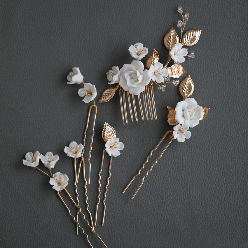 Handmade Beaded Ceramic Flower Hair Accessories by edenista
