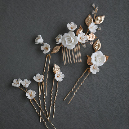 Handmade Beaded Ceramic Flower Hair Accessories by edenista
