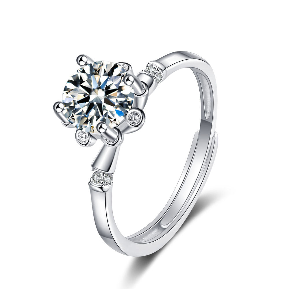 925 Silver 1 Carat Moissanite Ring – Adjustable