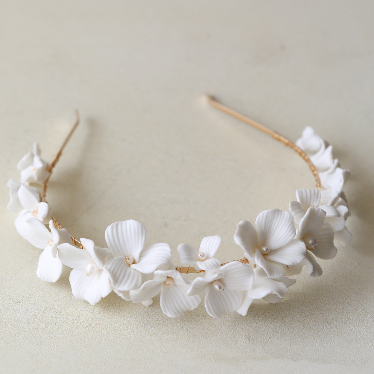 Bridal Simple Ceramic Flower Headband by edenista