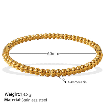 Buckle bracelet, gold-tone stainless steel beads, 60mm length, 4.4mm beads