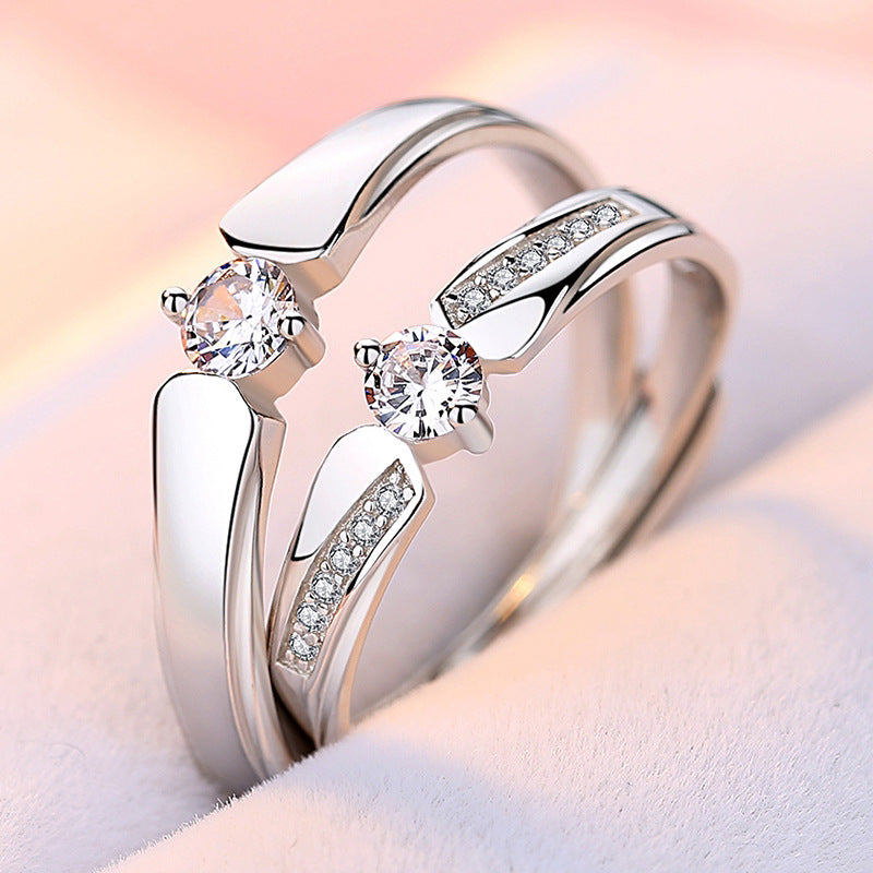 925 Silver Adjustable Couple Rings – His & Hers Set