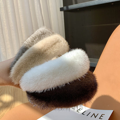Hair Band Plush Mink Hair Band Candy Color by edenista