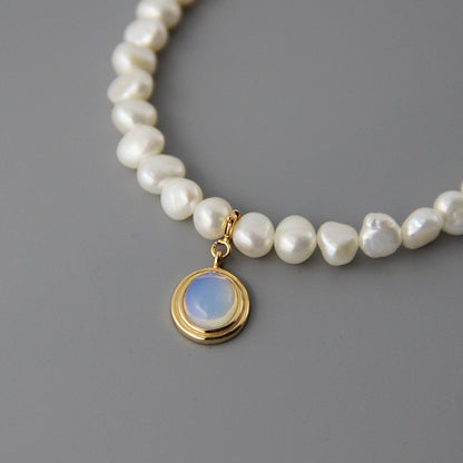 Round Medal Pearl Necklace Irregular Pearl by edenista
