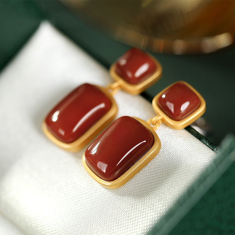 Jade Sapphire Earrings Bafeng Wild Personality Earrings Female Earrings by edenista