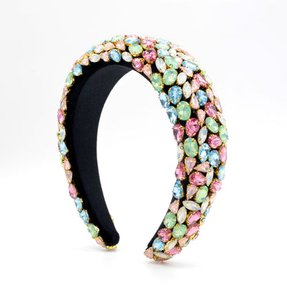 Rhinestone Gem Sponge Wide-brimmed Handmade Headband by edenista