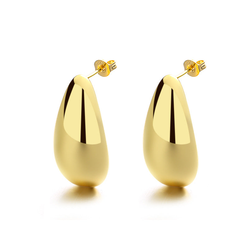Fashion Jewelry Water Drop Glossy 16k Real Gold Plating Simple And Elegant Earrings by edenista