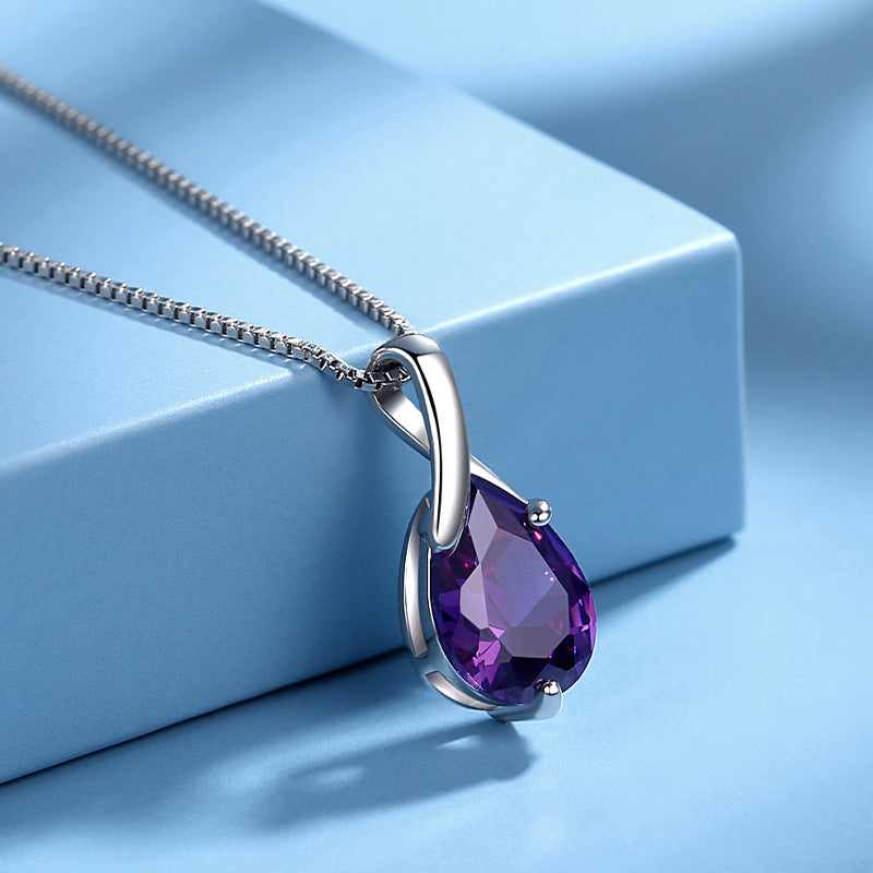 Sterling Silver S925 Pendant Vintage Amethyst Elegant Women's Jewellery by edenista