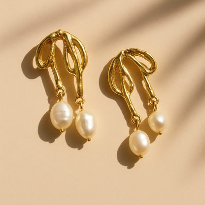 Ballet Bow & Pearl Earrings