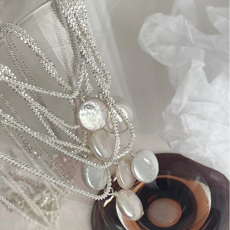 S925 Sterling Silver Baroque Pearl Necklace by edenista