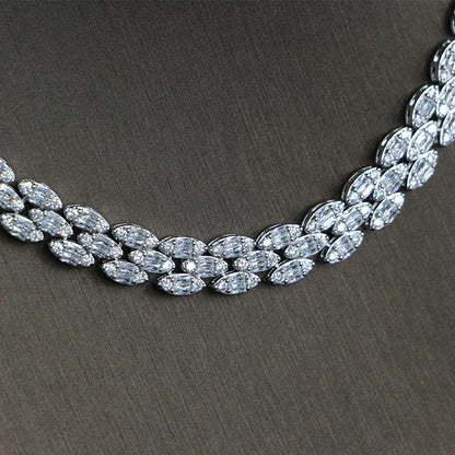 Bridal zircon four-piece jewelry set by CJ in silver-tone