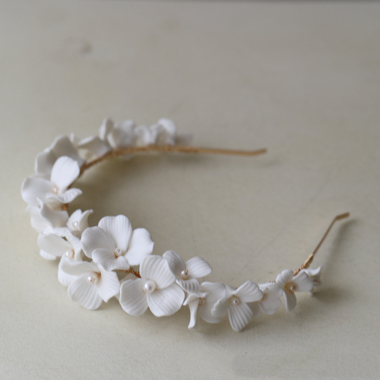 Bridal Simple Ceramic Flower Headband by edenista