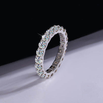 S925 Sterling Silver Moissanite Full Diamond Simple Stackable Ring by edenista