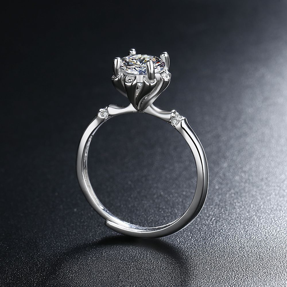 925 Silver 1 Carat Moissanite Ring – Adjustable