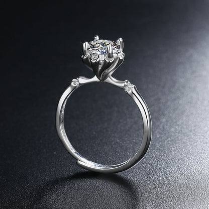 925 Silver 1 Carat Moissanite Ring – Adjustable