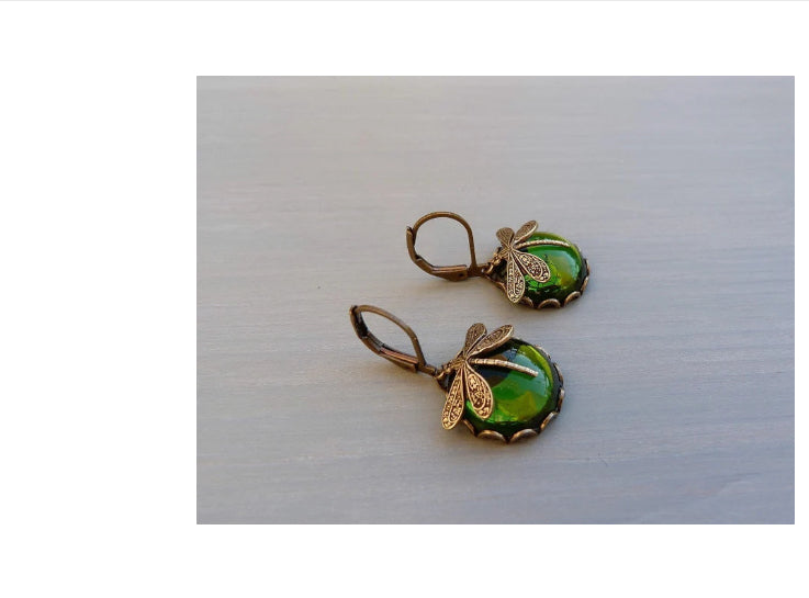 Fashion Jewelry Women's Earrings Hanging Vintage Dragonfly Pendant Earring Boho Chakra Blue Moonstone Drop Earrings For Women Wedding Charm Ethnic Jewellery by edenista