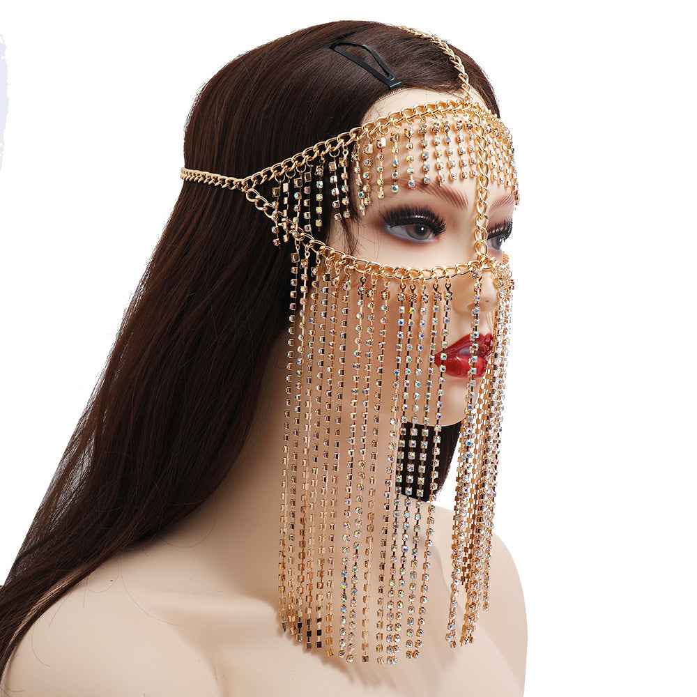 Punk Rhinestone Fringed Head Chains by edenista