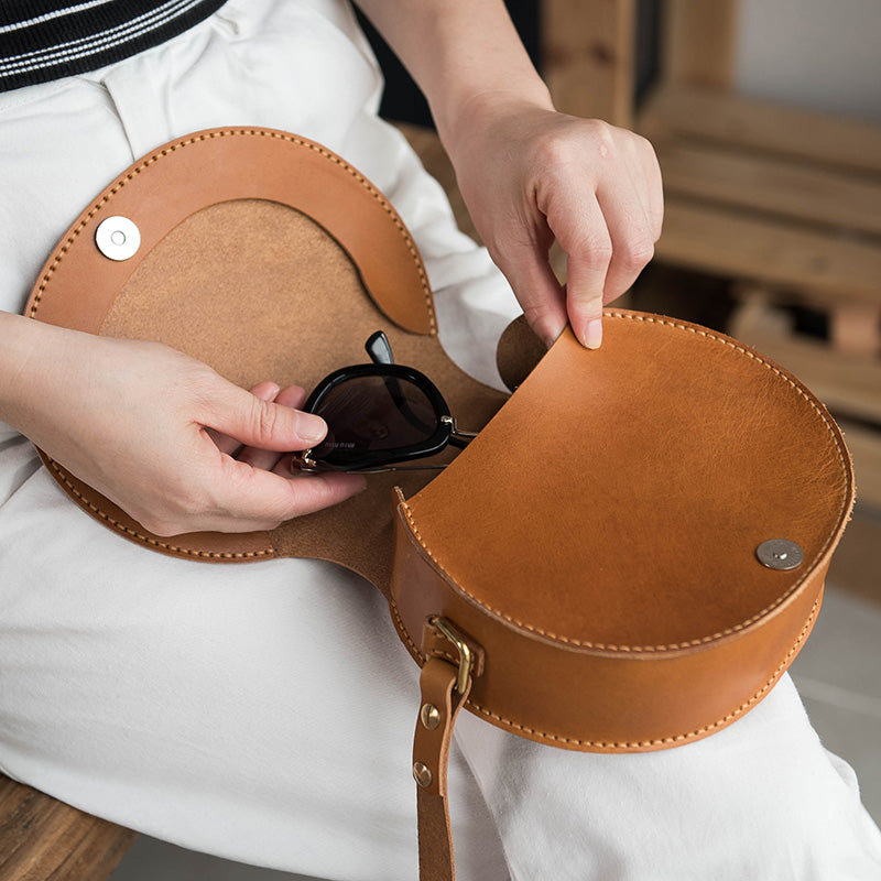 Vegetable Tanned Natural Cowhide Material DIY Retro Shoulder Bag by edenista
