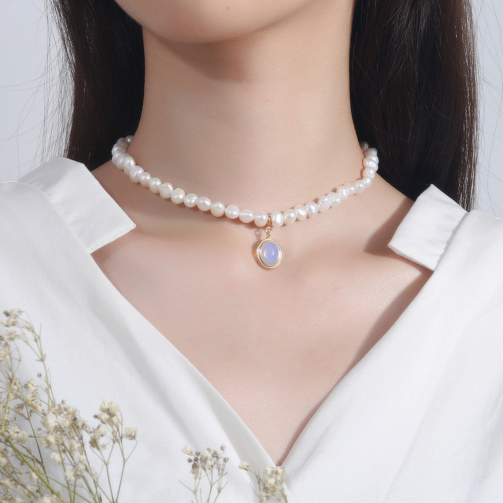 Round Medal Pearl Necklace Irregular Pearl by edenista
