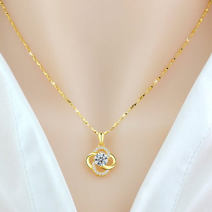 Necklace 925 Sterling Silver Plated 18k Rose Gold Necklace Female Clover Clavicle Chain For Girlfriend''s Birthday Valentine''s Day Gift by edenista