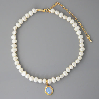 Round Medal Pearl Necklace Irregular Pearl by edenista