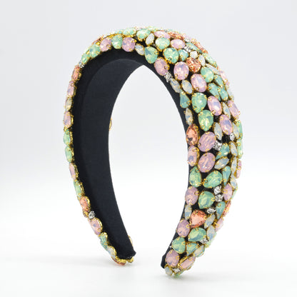 Rhinestone Gem Sponge Wide-brimmed Handmade Headband by edenista
